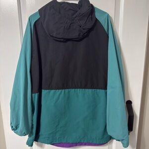 LL Bean hooded Teal and Black Colorblock Jacket